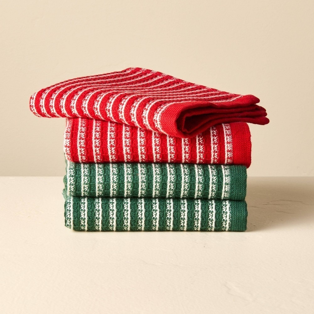 Set of 4 Dish Cloths Red/Green Christmas - Hearth & Hand Magnolia